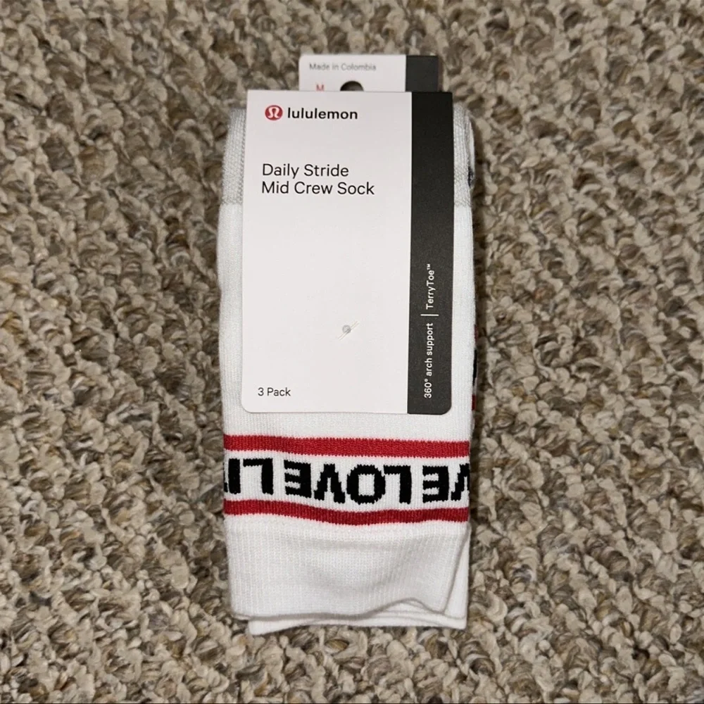 NEW Lululemon Women’s Daily Stride Mid-Crew Sock 3 Pack Multipack